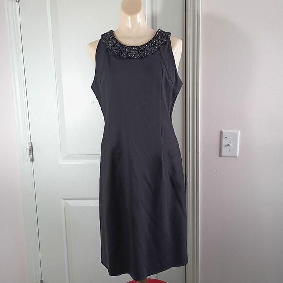Banana Republic L'Wren Scott Collection Black Beaded Sheath Dress 10 Sleeveless - Picture 1 of 7